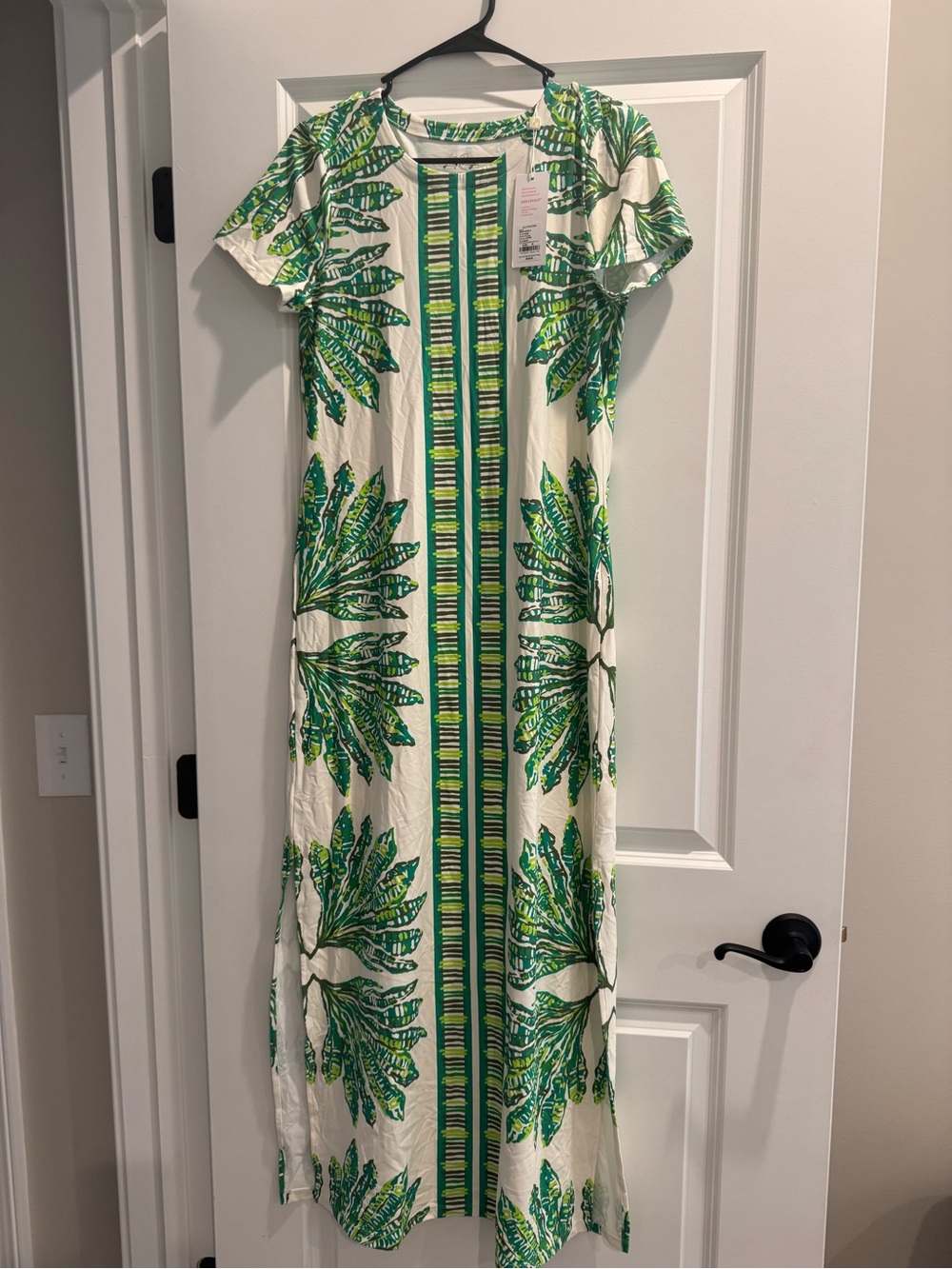Lilly Pulitzer Green and Teal Leaf-Print Maxi Dress